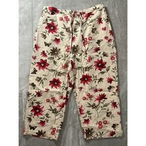 Sag Harbor Pants Womens 14P Beige And Floral Cropped Dress Work Casual